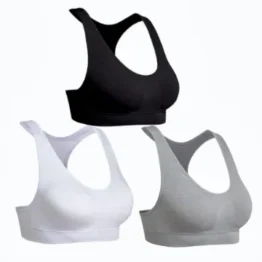SEGRILA Sport BH 3er Set: Schwarz, Weiß, Grau - gepolsterter