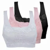 Vertvie Sport-BH 3er Set Schwarz, Rosa, Weiß - Push-Up Yoga Bra