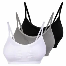 Vertvie Yoga Sport-BH 3er Pack: Schwarz + Weiß + Hellgrau